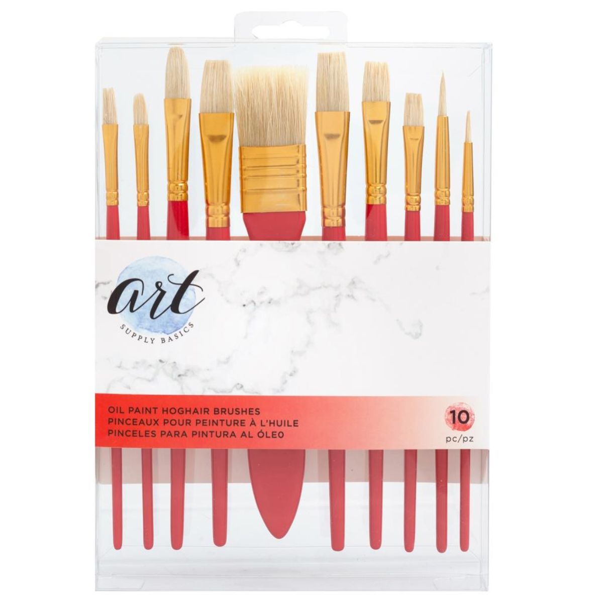 10 Pinceles Óleo Pelo Natural Pintar Plano Redondo Brocha Arte