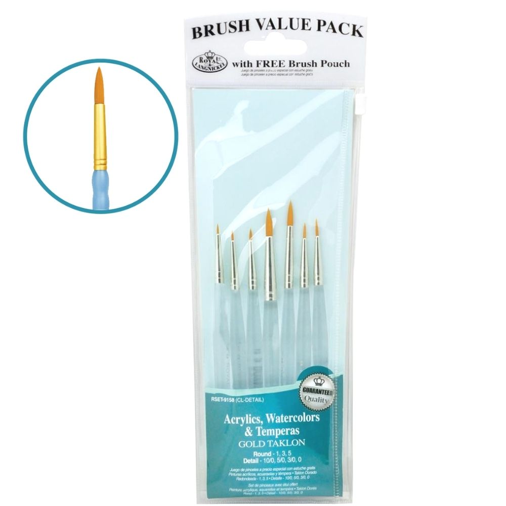 Gold Taklon Value Pack Brush Set Set de Pinceles de Cerda Taklon