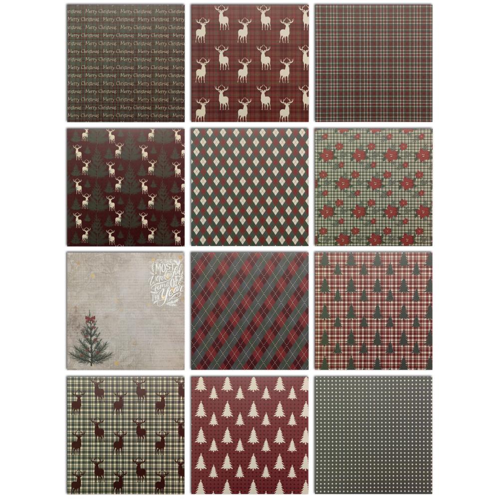 Classic Christmas Cardstock Pack 12" / Paquete de 12 Hojas de Cartulina Navideña Descontinuado Little Birdie
