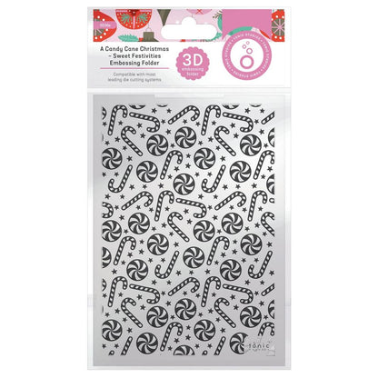 A Candy Cane Christmas Embossing Folder 3D / Folder de Bastones Navideños Folders de Grabado Tonic Studios