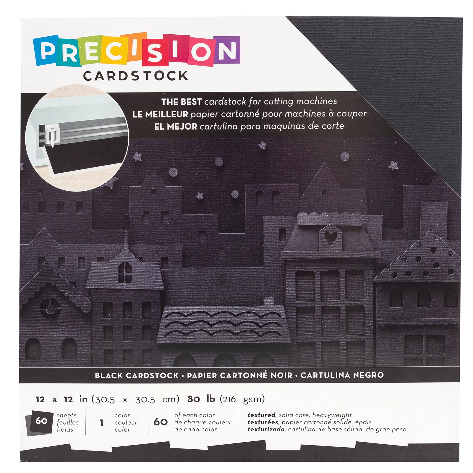 Black Precision Cardstock Pack 12"  / Paquete de Cartulina Negra Texturizada