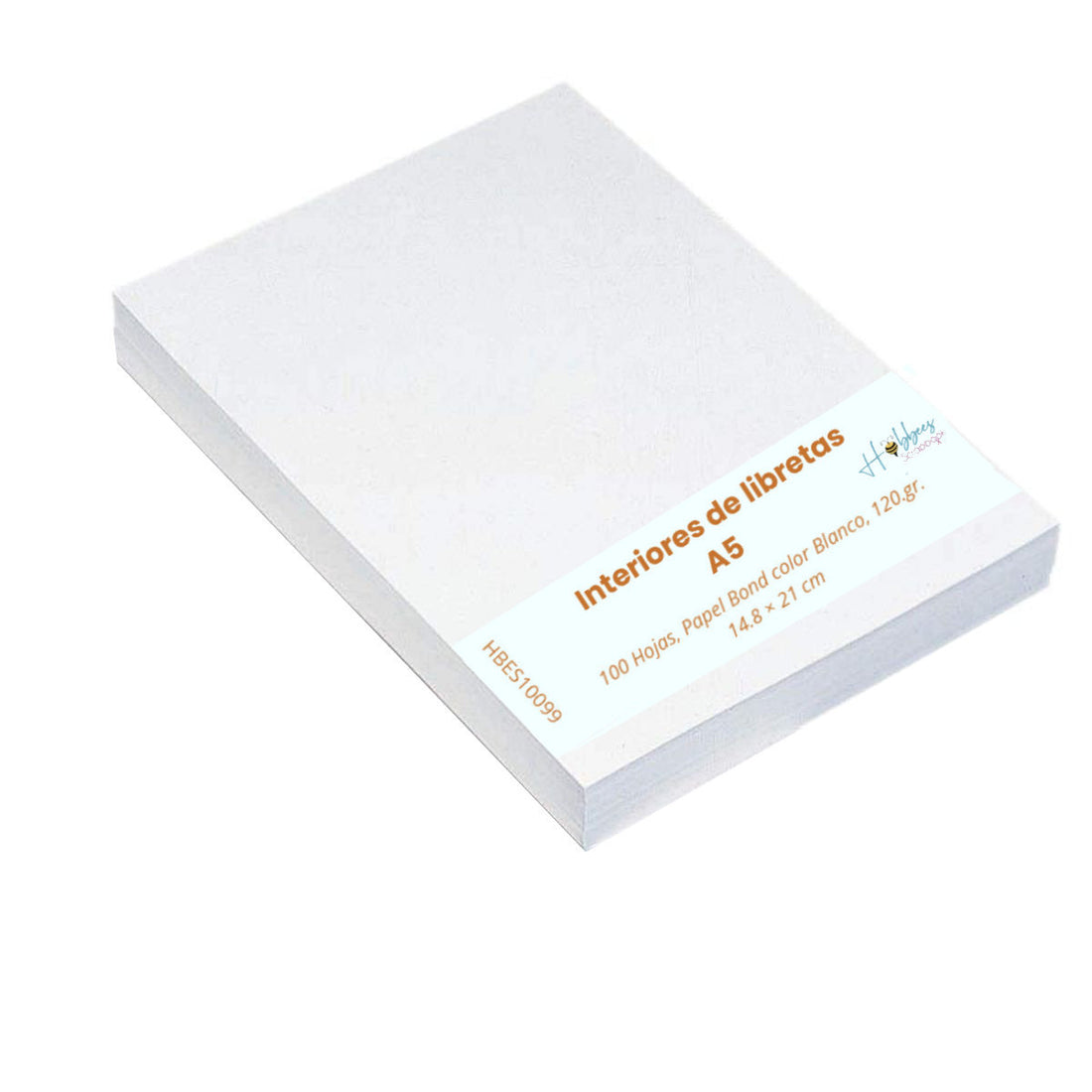 100 Hojas de Papel color Blanco 120gr A5 Encuadernacion Hobbees