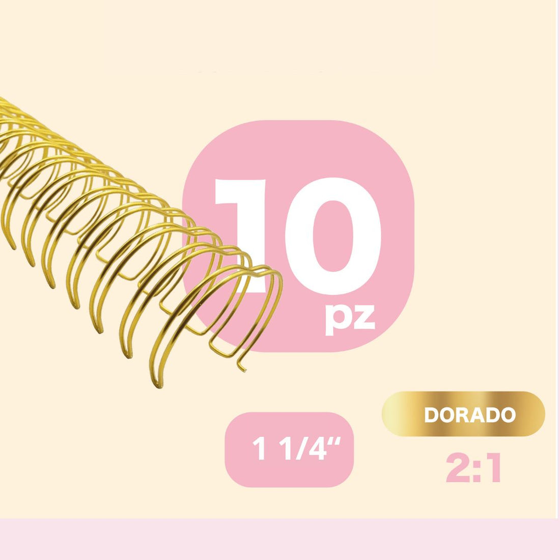 10 Espirales Metálicos Dorado Claro 1 1/4” Arillos para Engargolar Angie Guerra &amp; Hobbees