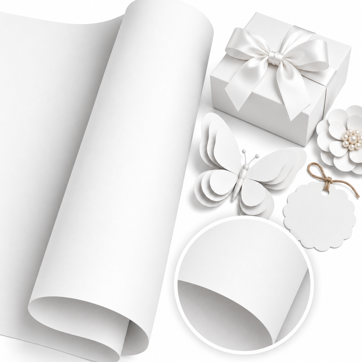 White Cardstock 12" / 10 Hojas de Cartulina Blanca Lisa Importada