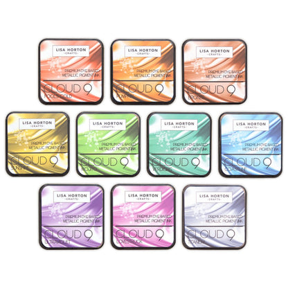 10 Metallic Pigment Ink Pad Pack / Paquete de 10 Tintas Metàlicas para Sellos Tinta para Sellos Lisa Horton Crafts
