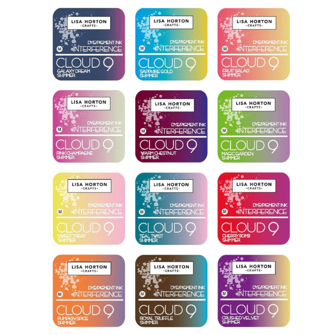 12 Interference Ink Pads Pack / Paquete de 12 Tintas de Interferencia Tinta para Sellos Lisa Horton Crafts