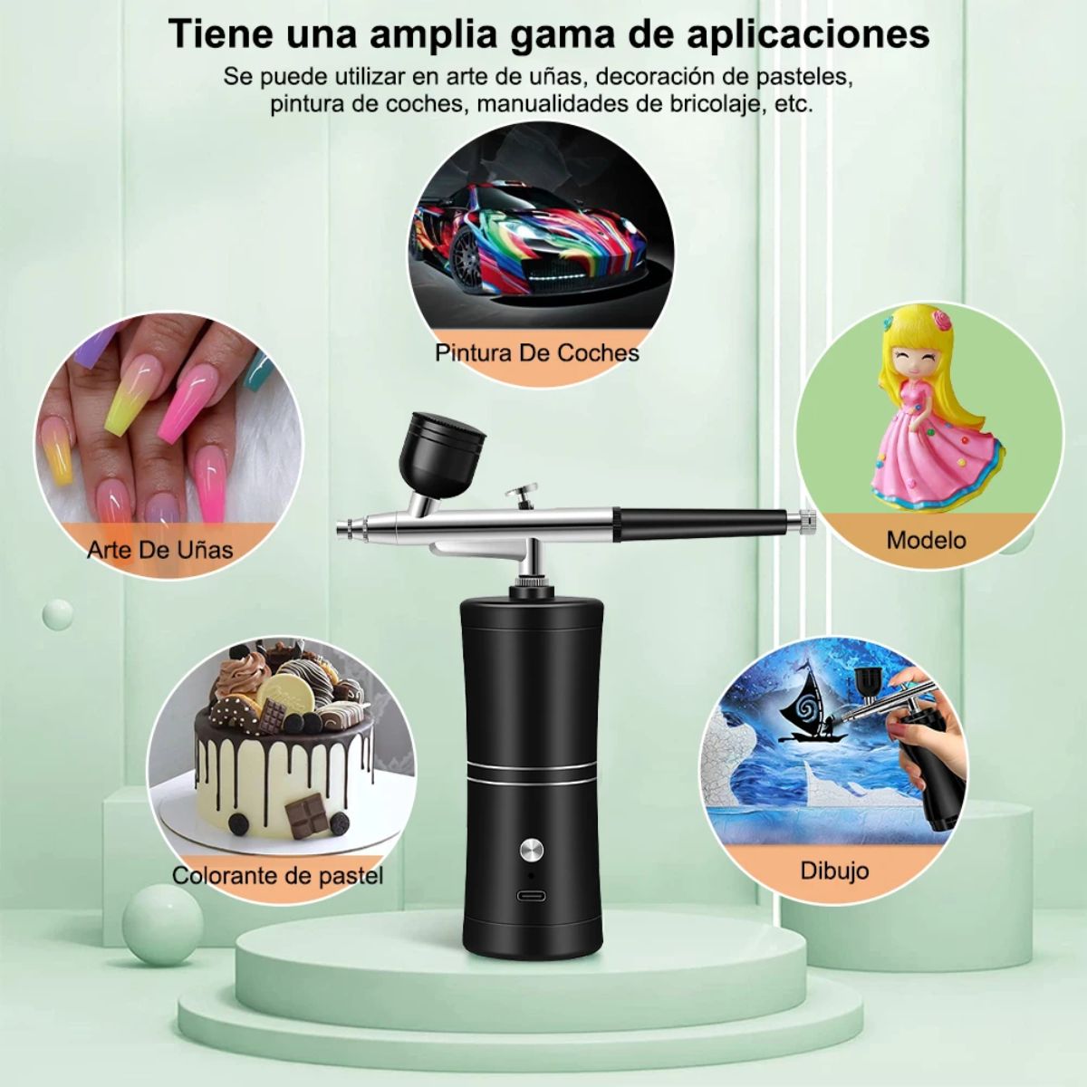 Aerógrafo Portátil Multiusos color Negro Máquinas Hobbees