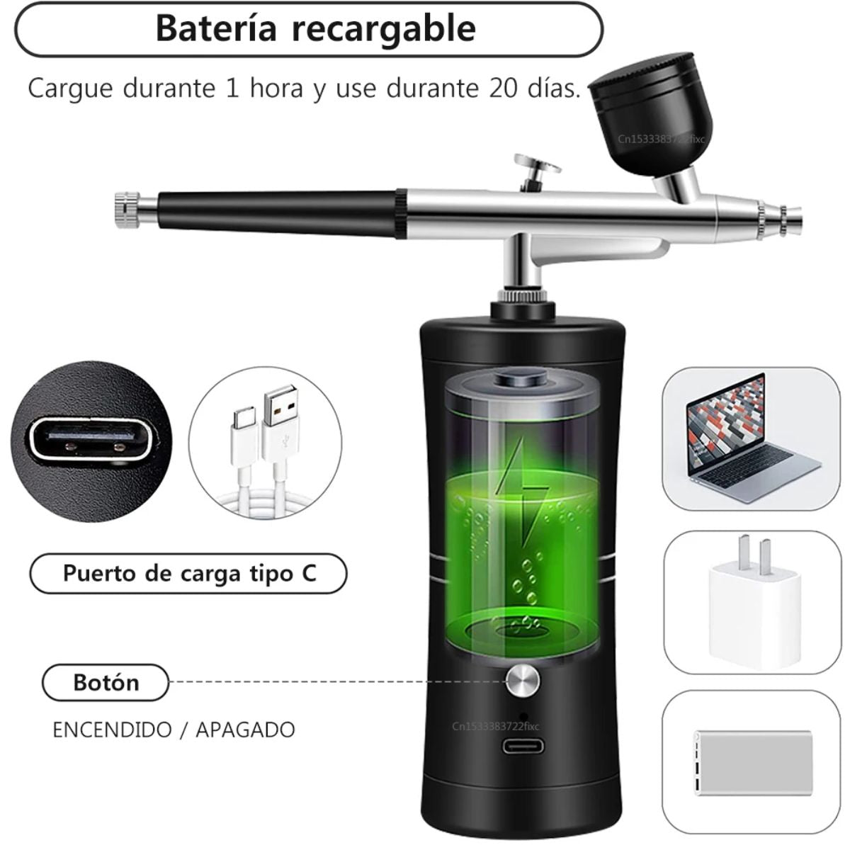 Aerógrafo Portátil Multiusos color Negro Máquinas Hobbees