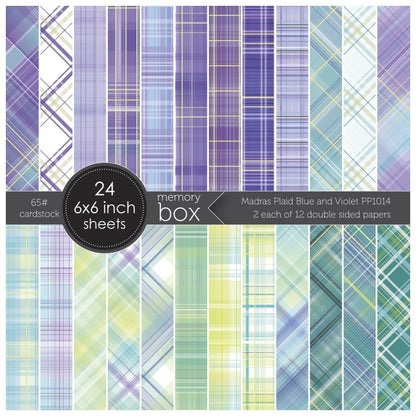 Madras Plaid Blue &amp; Violet 6" / Block de Cartulina Tartán Azul y Violeta Papel Memory Box