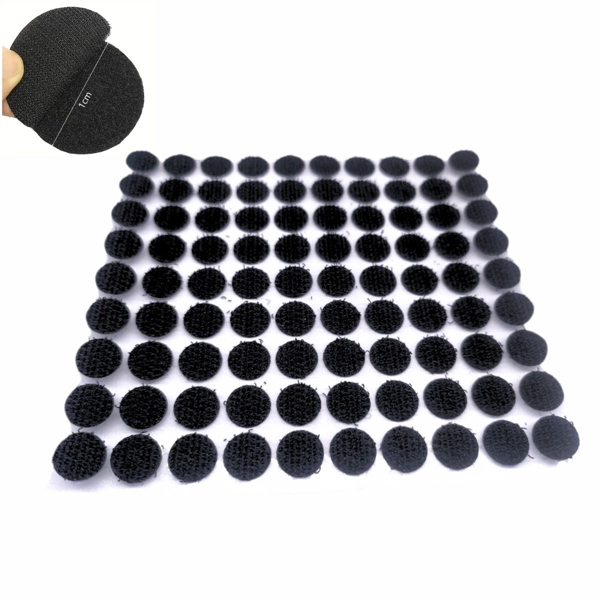 Circulitos de Velcro Adhesivo Negro de 1cm