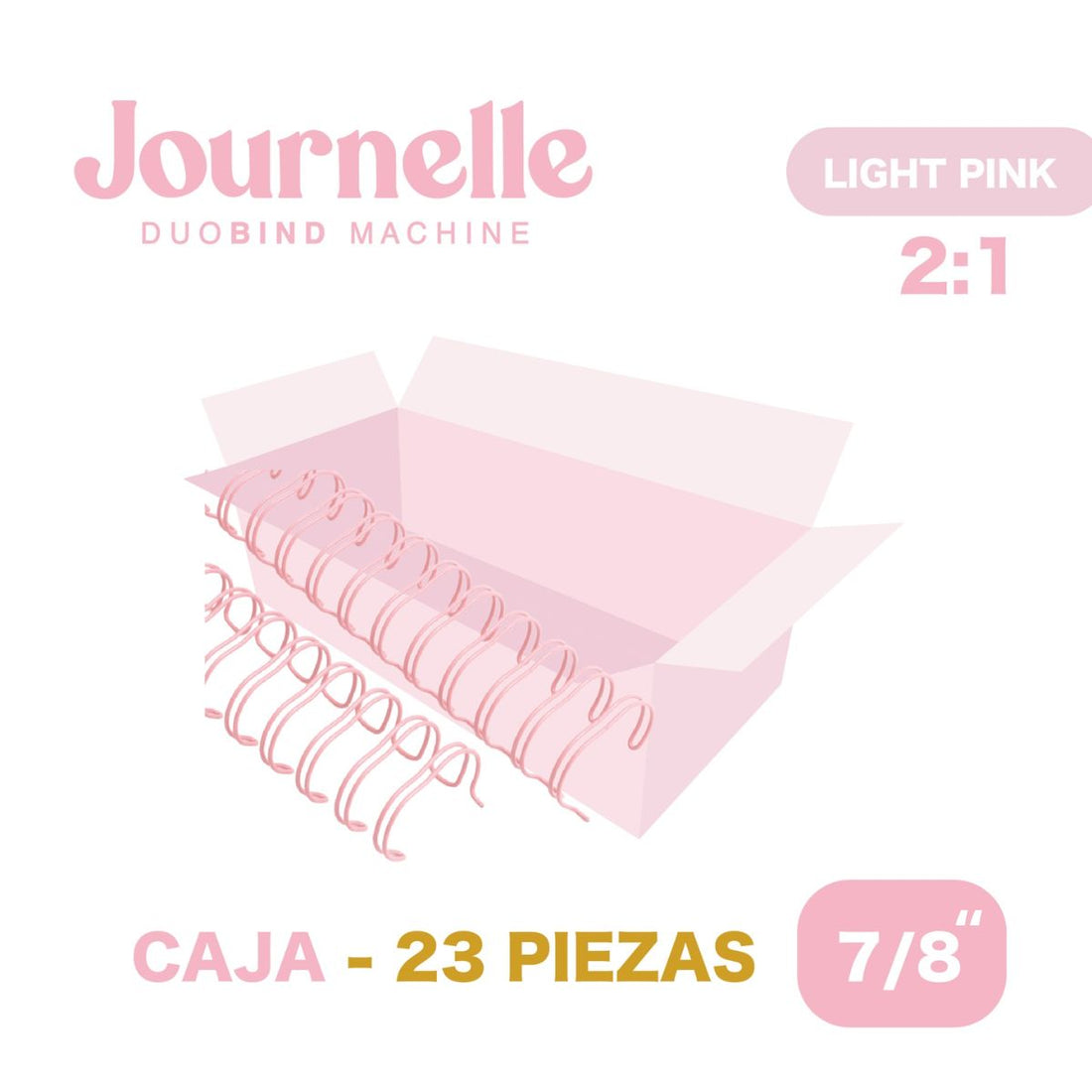 23 Espirales Metálicos Journelle Baby Pink 7/8” Arillos para Engargolar Angie Guerra &amp; Hobbees