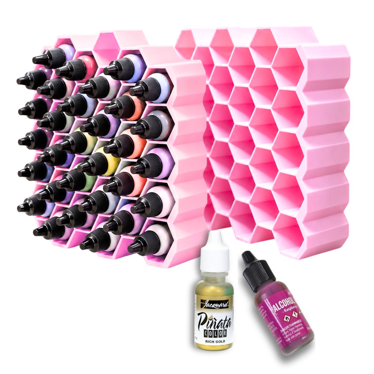 Organizador Panal para Tintas al Alcohol color Rosa Almacenamiento y Organización Hobbees