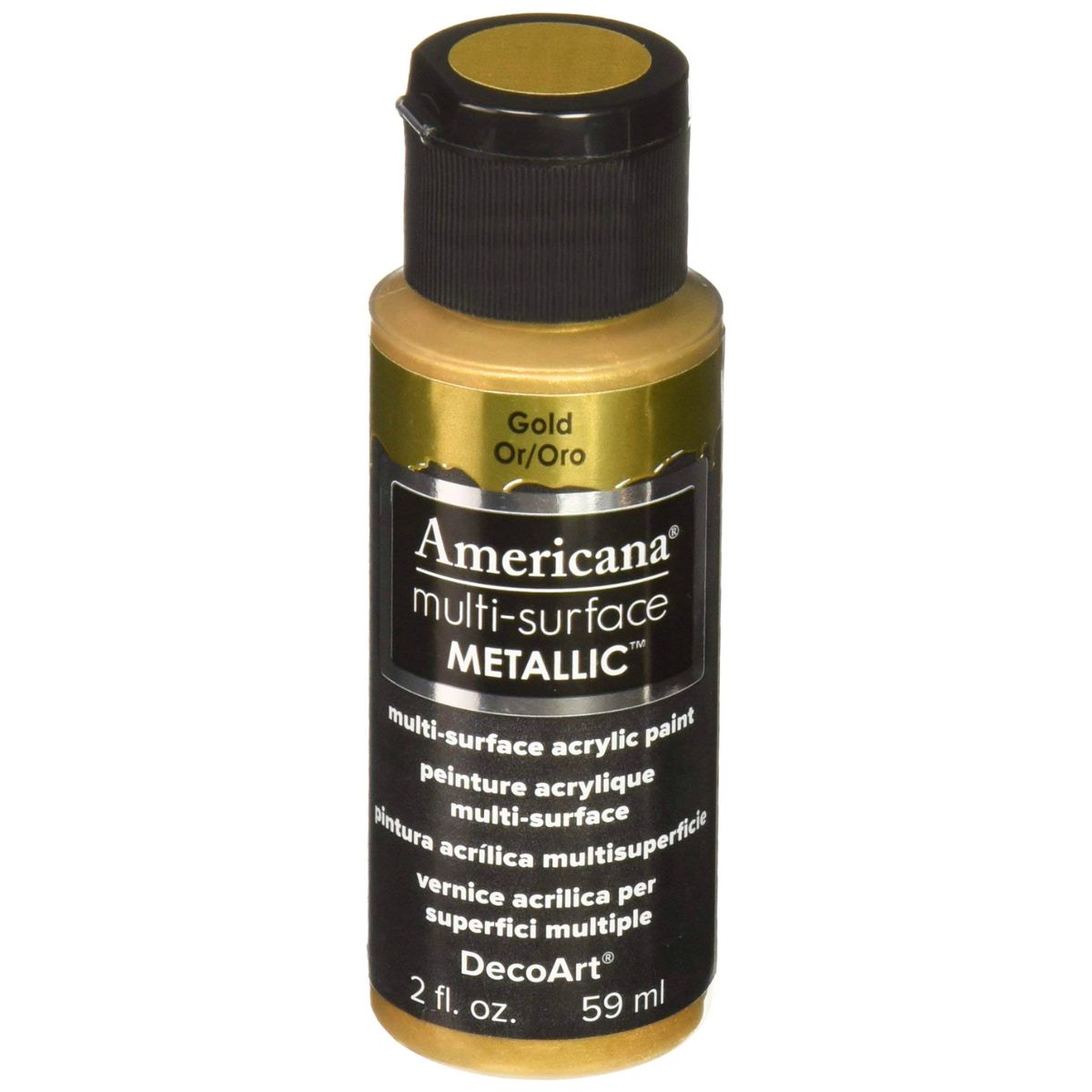 Americana Multi-Surface Metallic Acrylic Paint Gold / Pintura Multisuperficies Oro Metálico Acrìlicos DecoArt