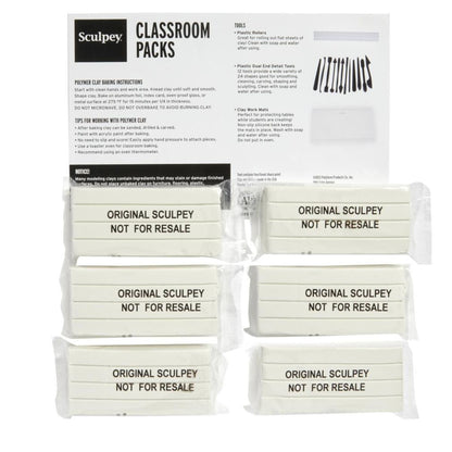 Sculpey Polymer Clay White Classroom Pack / Arcilla Polimérica Blanca 6 Barras Modelado Sculpey