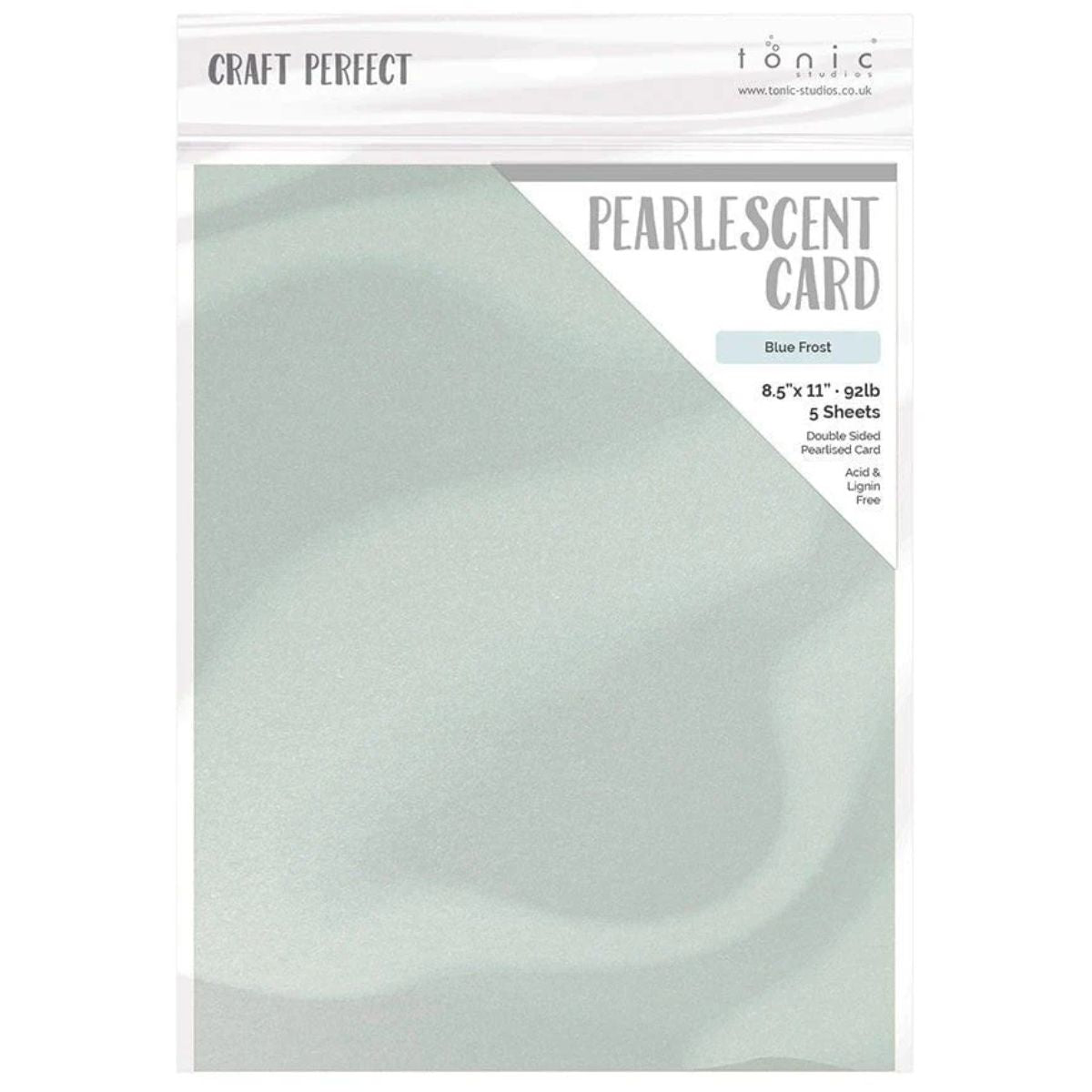 Pearlescent Cardstock Pearl Blue Frost / 5 Hojas de Cartulina Aperlada Azul Hielo PAPEL Tonic Studios