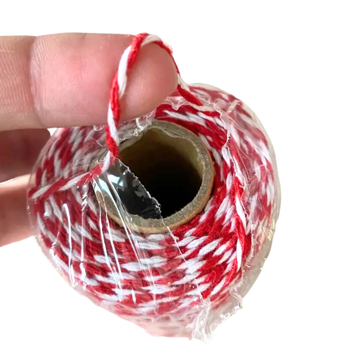 Hilo Twine Rojo con Blanco 100 metros. Listones e Hilos Hobbees