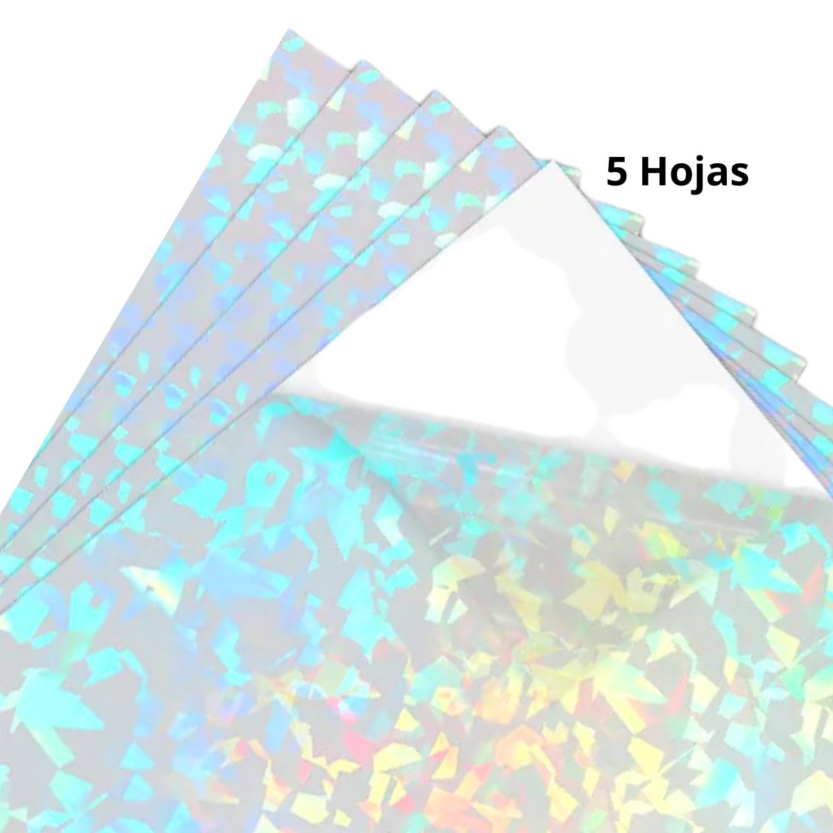 5 Hojas de Vinil Adhesivo Imprimible Holográfico Vidrio Roto Semi-transparente