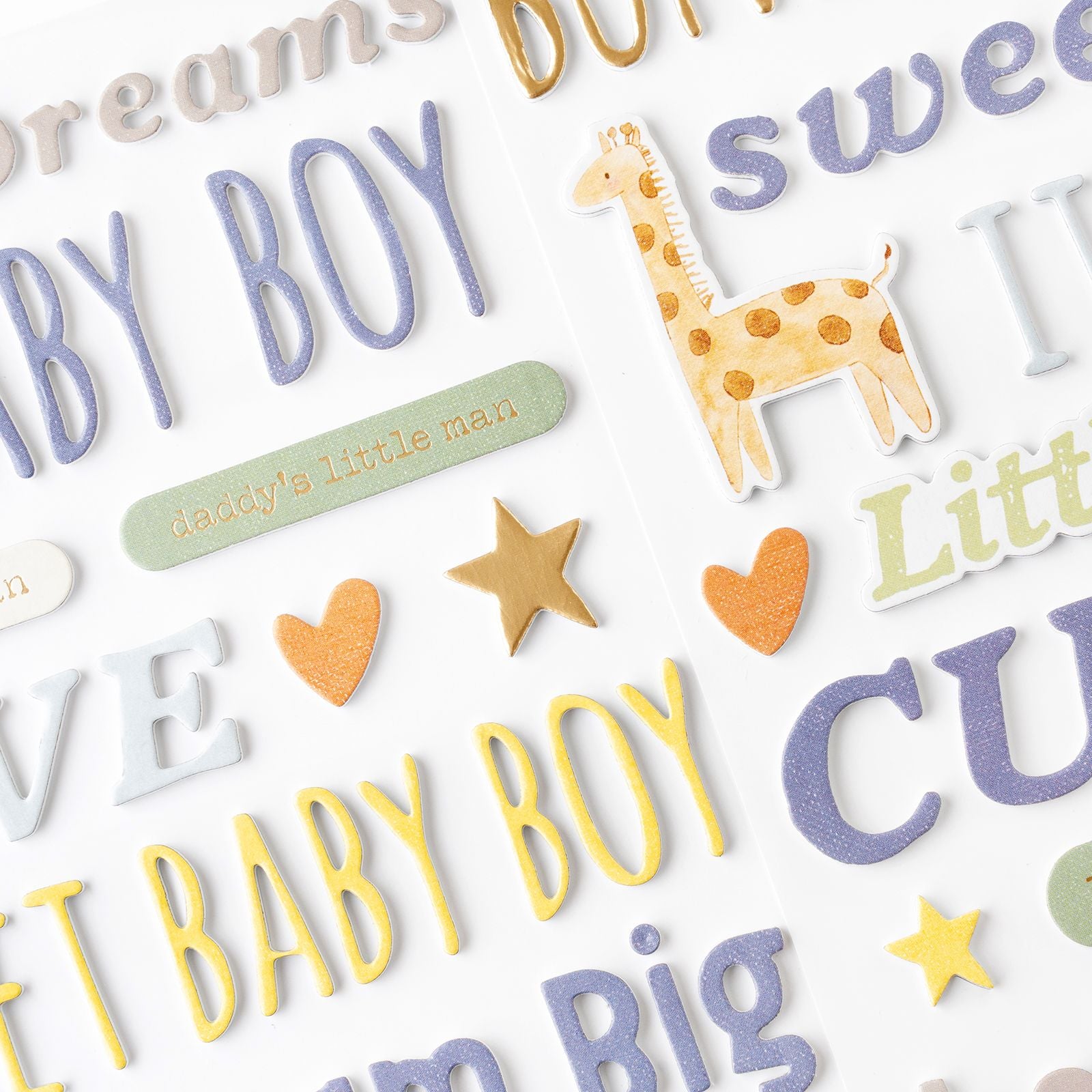 Hello Little Boy Puffy Stickers / Frases en 3D Decorativas