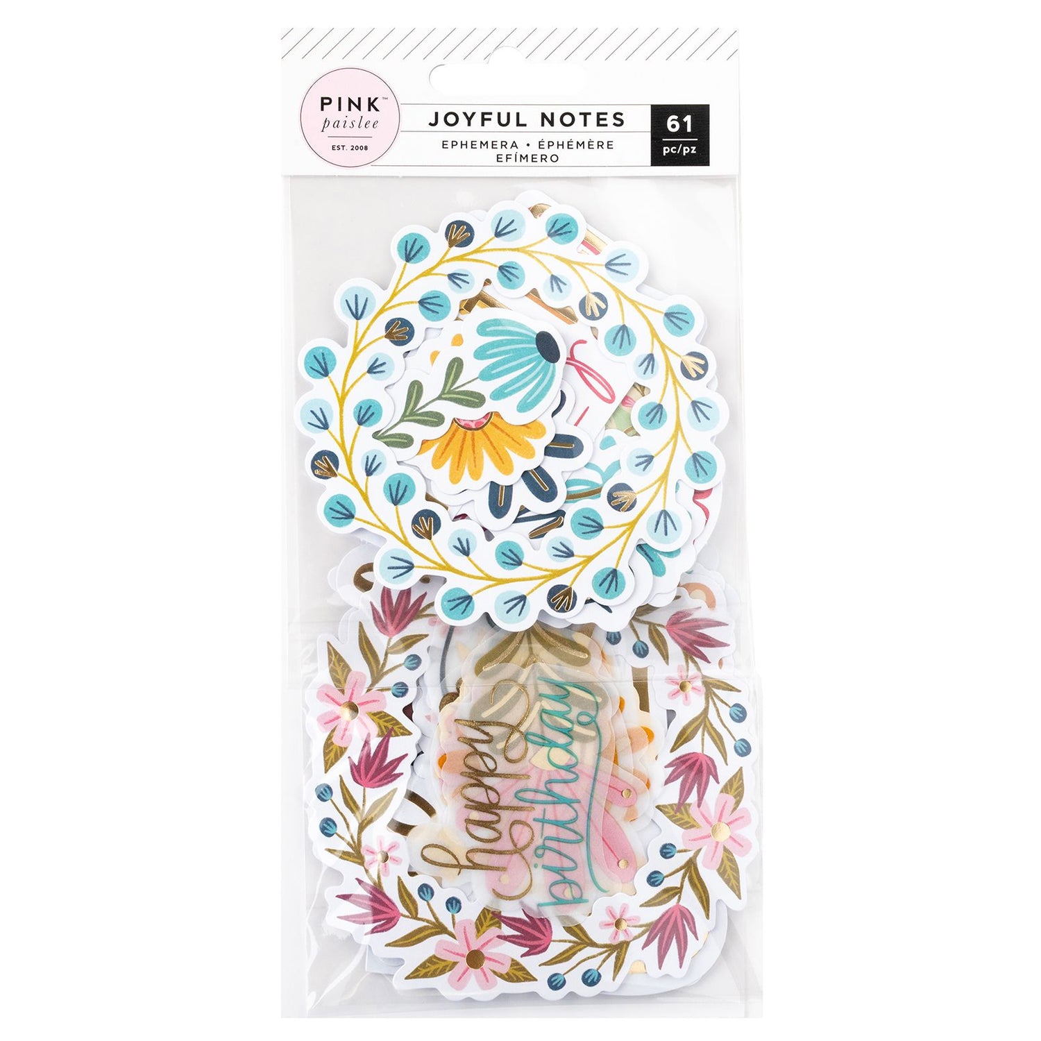 Joyful Notes Ephemeras / Recortes Decorativos Notas Alegres Adornos / Embellishments Pink Paislee