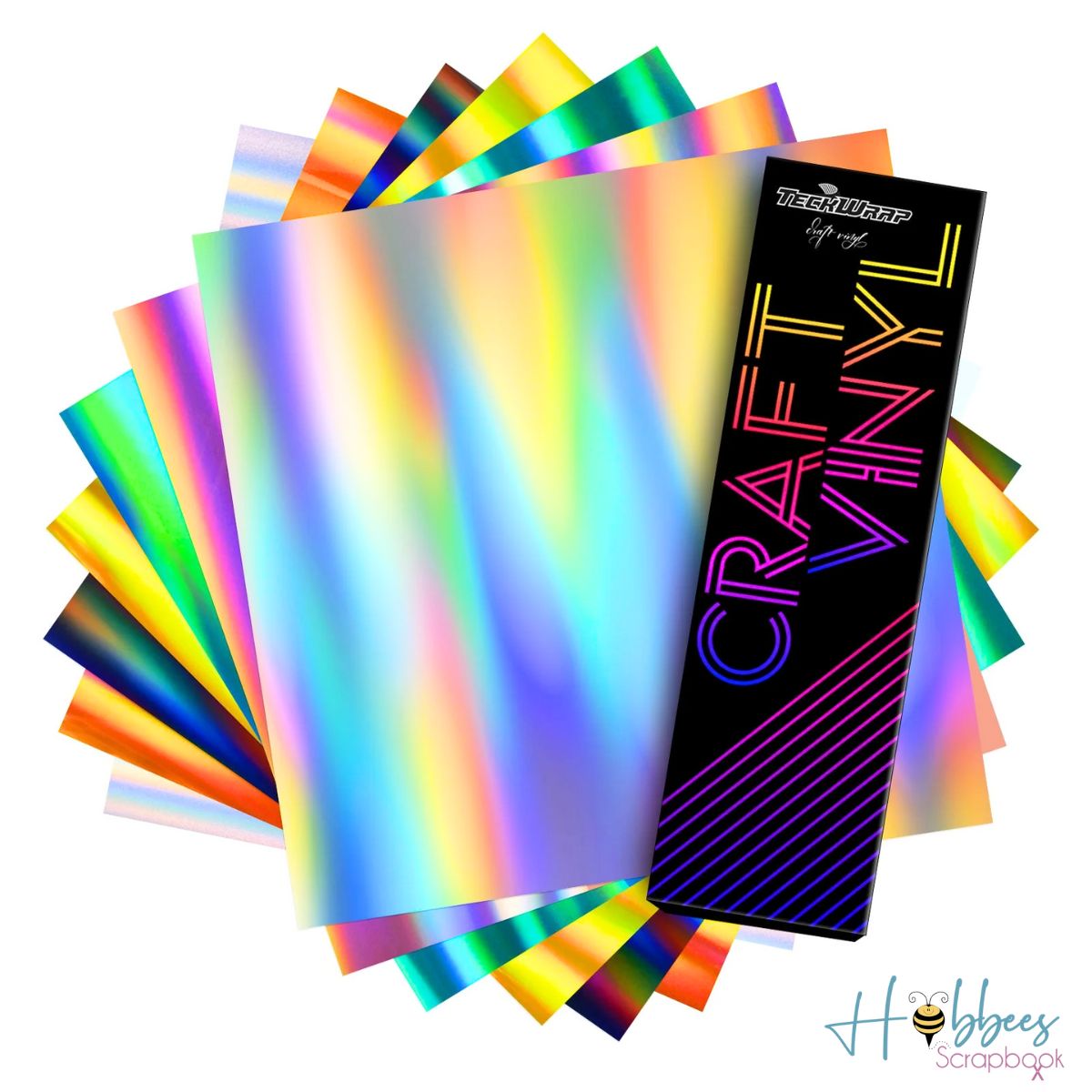 Holo Glossy Rainbow Craft Vinyl Pack / 7 Hojas de Vinil Holográfico Arcoiris
