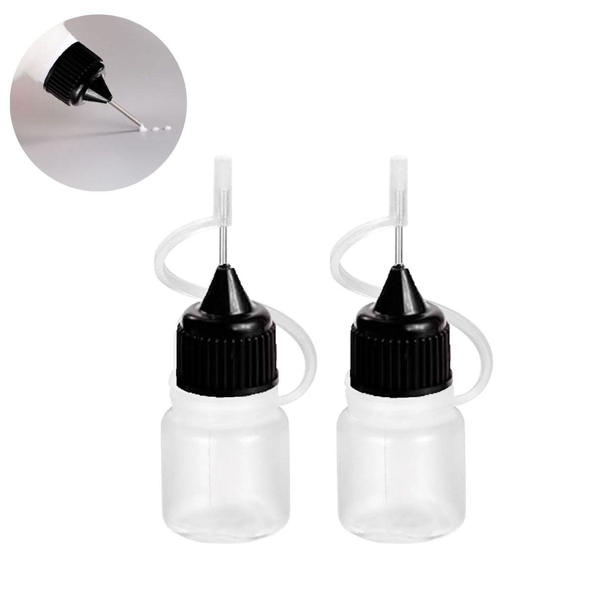2 Botellas Aplicadoras Apachurrables Punta de Precisión 3ml Herramientas Hobbees