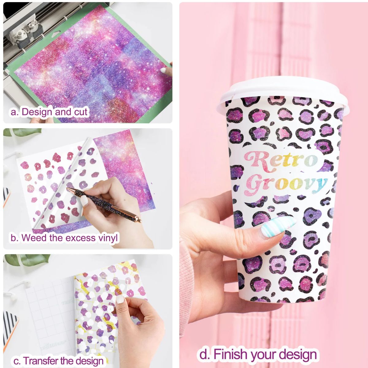 Glitter Brush Vinyl Sheets Pack / 9 Hojas de Vinil Glitter Estampado Viniles Teckwrap