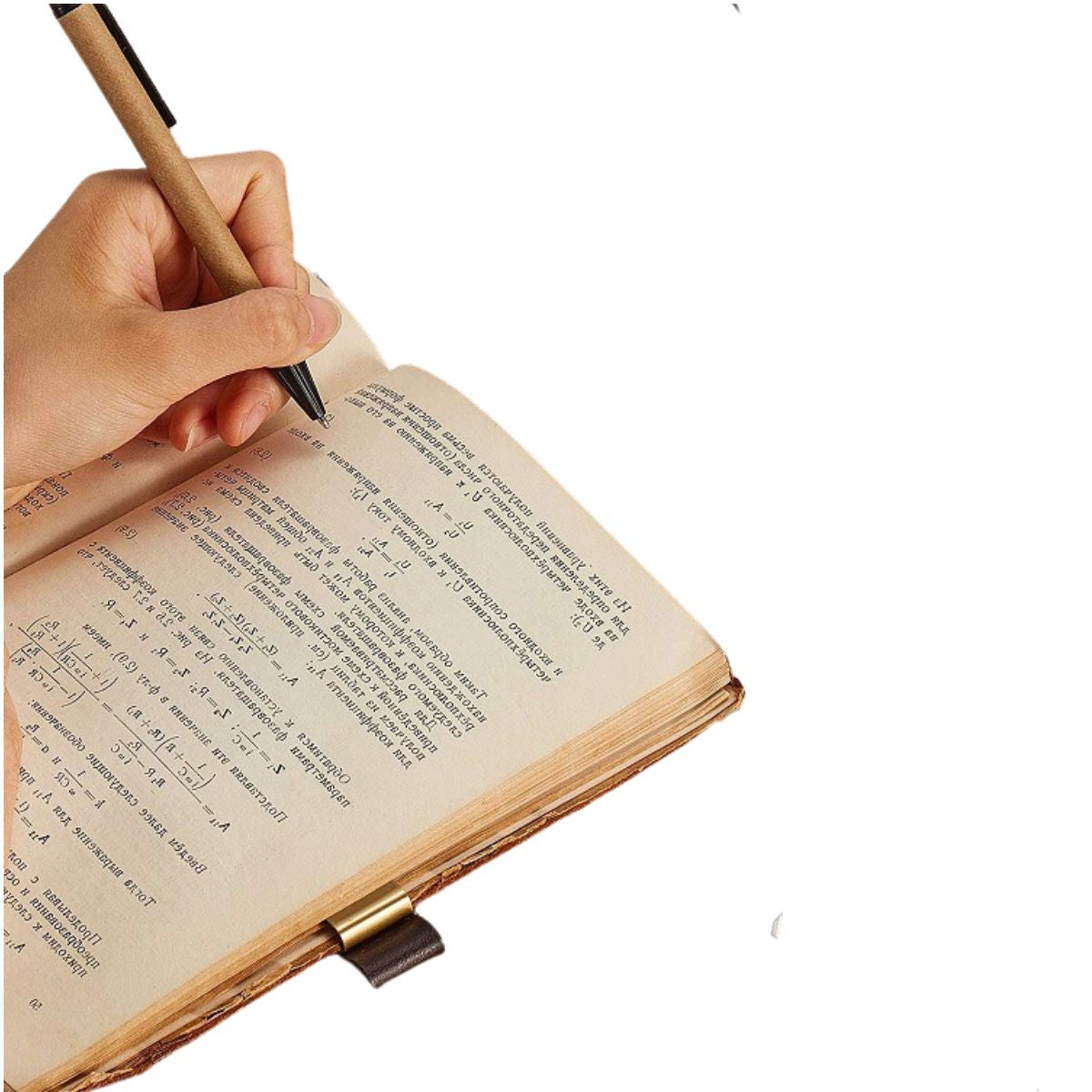 Sujeta Bolígrafos de Piel Sintética Café y Acero Dorado Regalos Hobbees