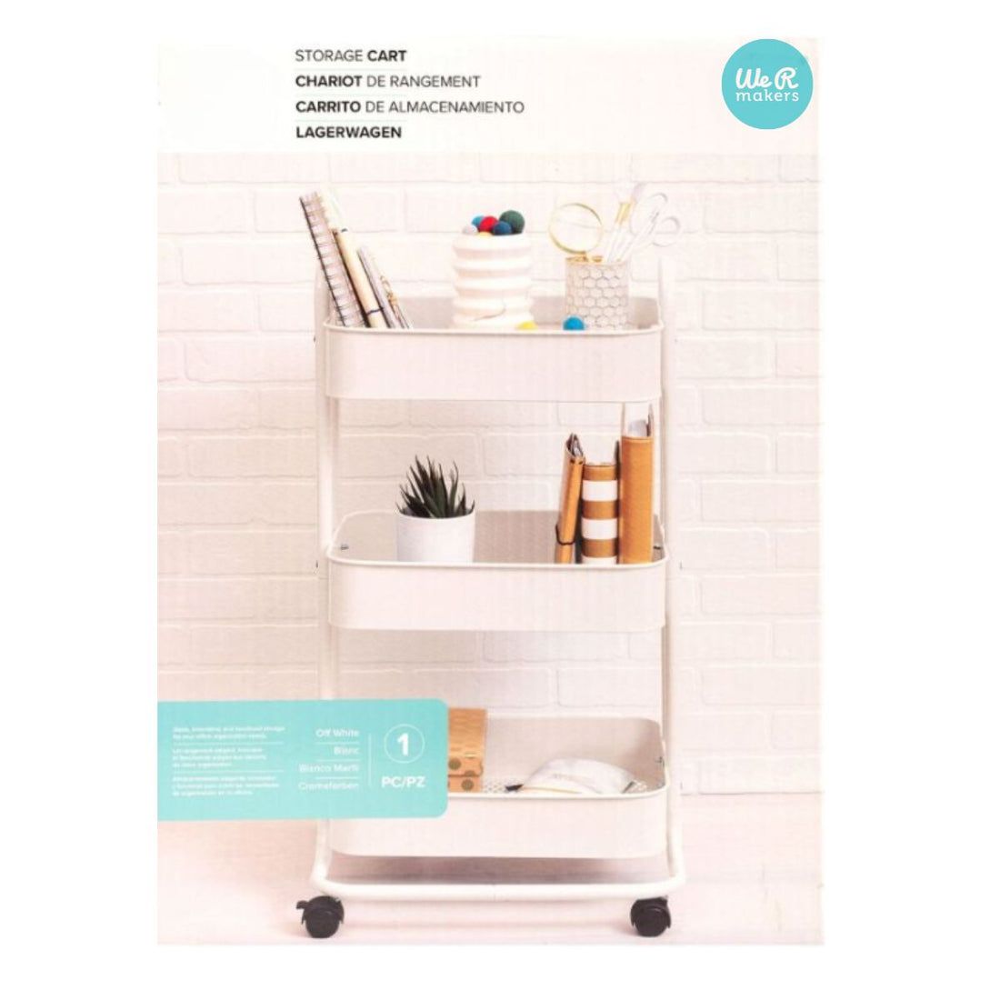 A la Cart Storage Cart Off White / Carrito Organizador Blanco con Ruedas de Plástico Almacenamiento y Organización American Crafts