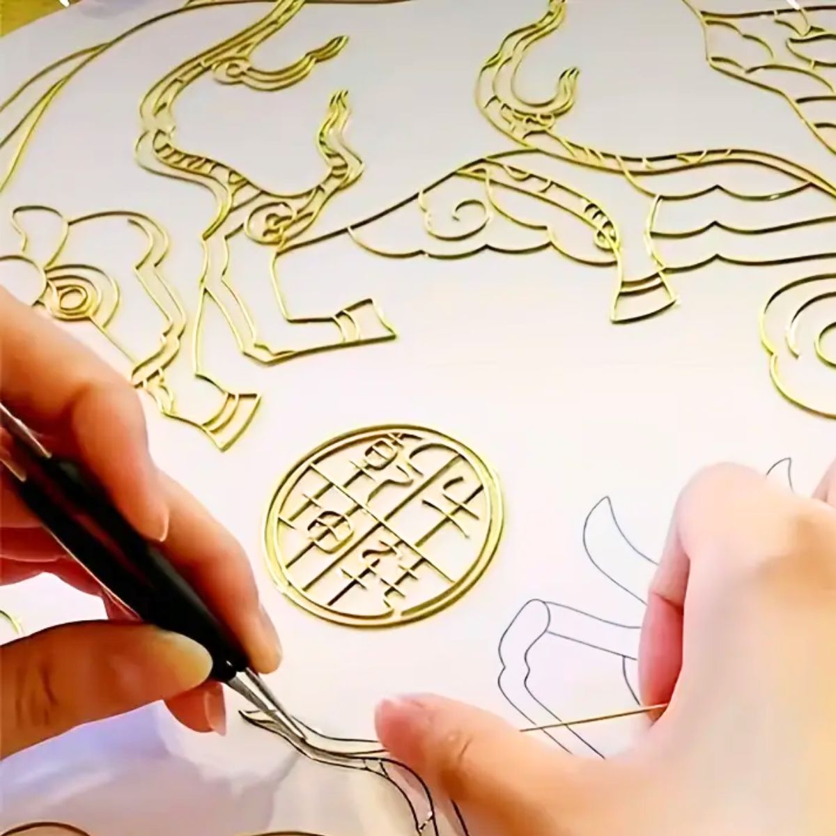 Alambre Plano para Pintura Cloisonné Dorado Accesorios Hobbees