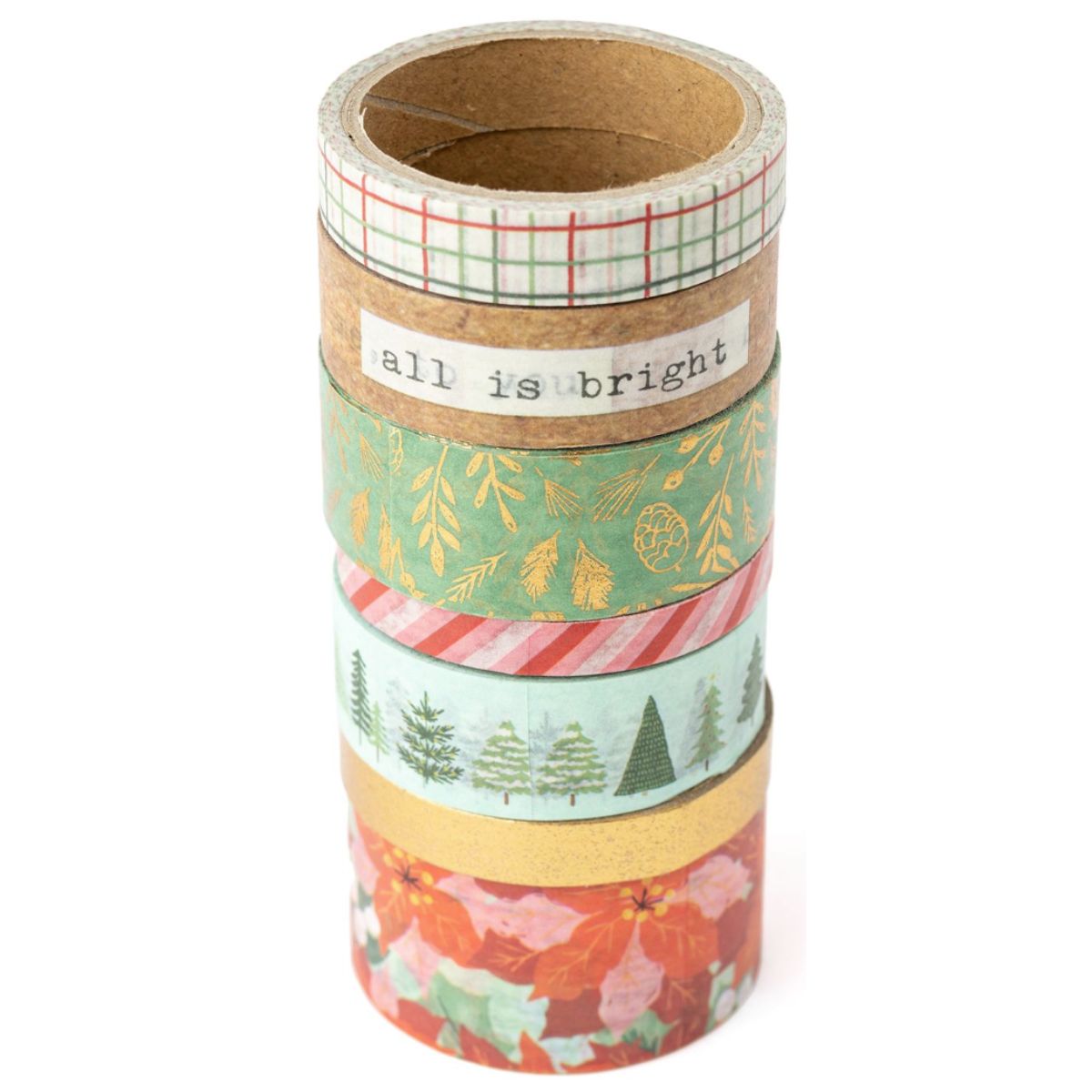 7 Mittens and Mistletoe Washi Tape / 7 Cintas Adhesivas Washi de Baja Adhesión Descontinuado Crate Paper