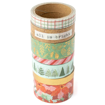 7 Mittens and Mistletoe Washi Tape / 7 Cintas Adhesivas Washi de Baja Adhesión Descontinuado Crate Paper