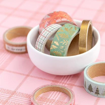 7 Mittens and Mistletoe Washi Tape / 7 Cintas Adhesivas Washi de Baja Adhesión Descontinuado Crate Paper
