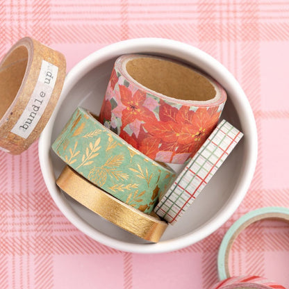 7 Mittens and Mistletoe Washi Tape / 7 Cintas Adhesivas Washi de Baja Adhesión Descontinuado Crate Paper