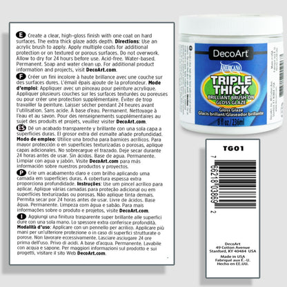 Triple Thick Brilliant Brush-On Gloss Glaze 236 ml / Barniz Vitrificante Vitral DecoArt