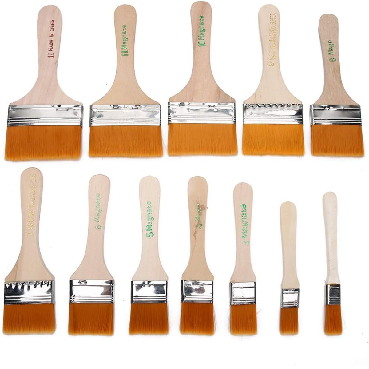 Set de 12 Brochas Planas para Aplicar Pintura y Medios Pinceles y Brochas Hobbees