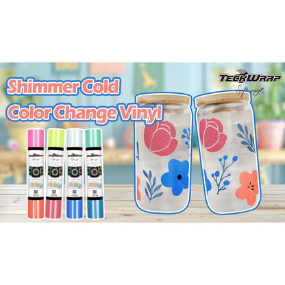 White to Blue Shimmer Cold Color Change / Vinil Adhesivo Cambia de Color Frío Blanco a Azul Viniles Teckwrap