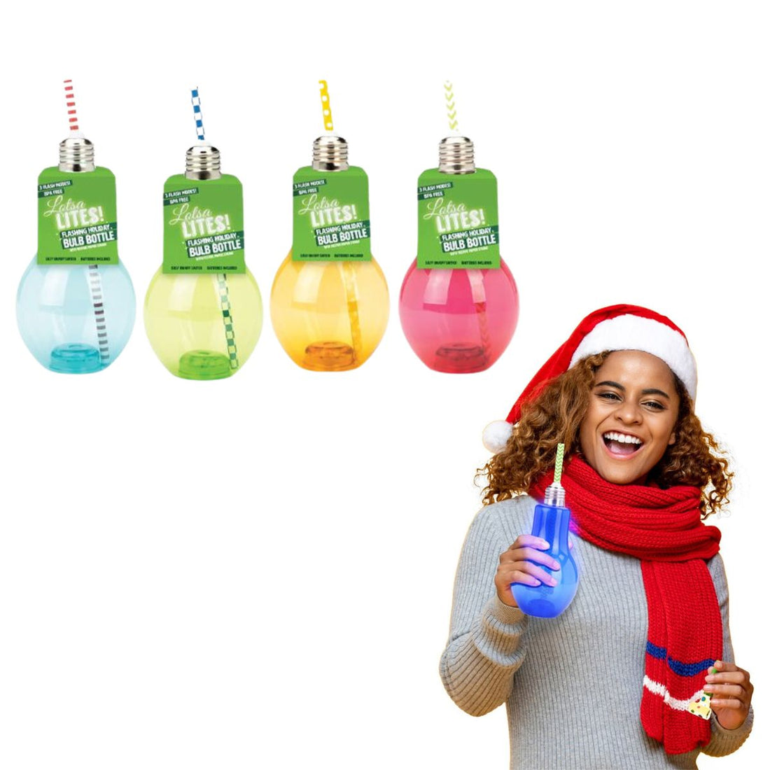 Flashing Holiday Beverage Bulb / Vaso que se Ilumina con Popote Fiestas Impulse