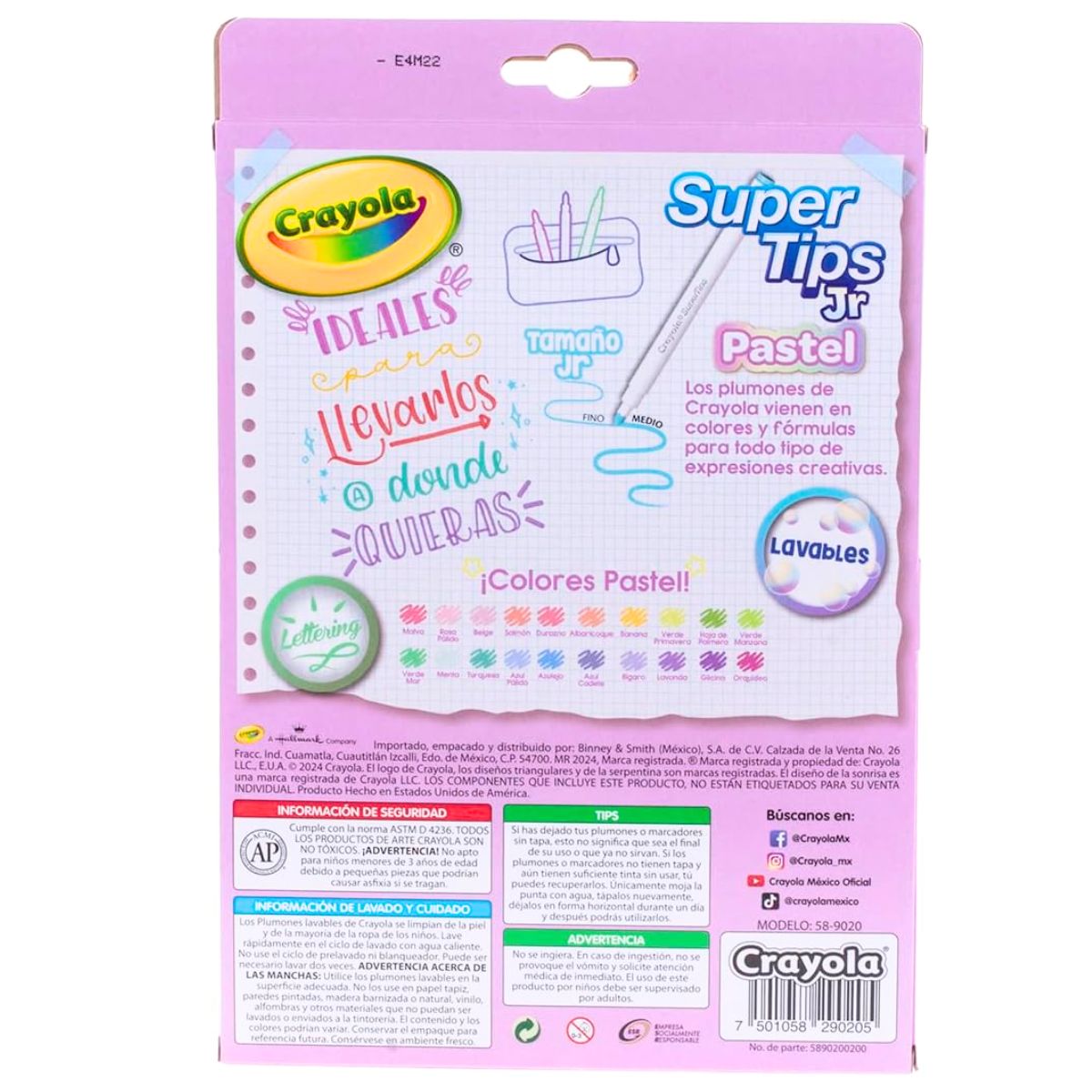 Washable Super Tips Markers Pastels / 20 Marcadores Lavables Colores Pastel Marcadores &amp; Plumones Crayola
