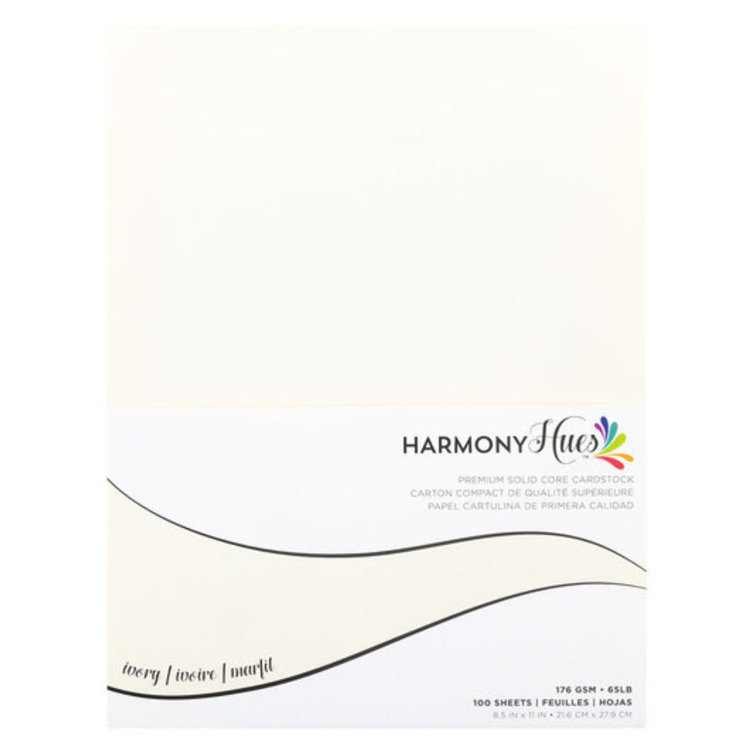 Ivory Cardstock / 100 Hojas Cartulina Marfil T. Carta 176gr Papel Harmony Paper