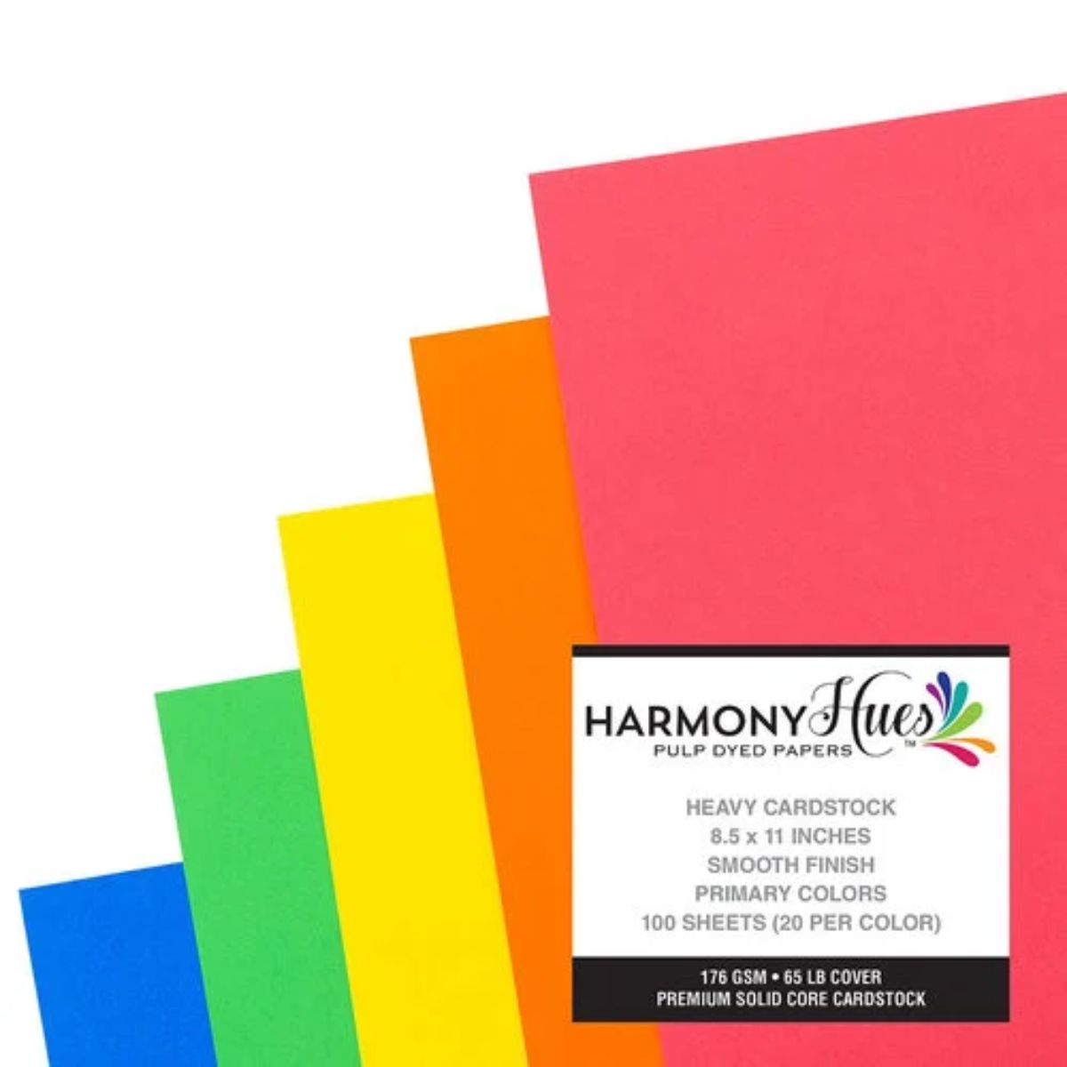 Primary Cardstock 8.5" / 100 Hojas Cartulina Premium Colores Primarios T. Carta Papel Harmony Paper