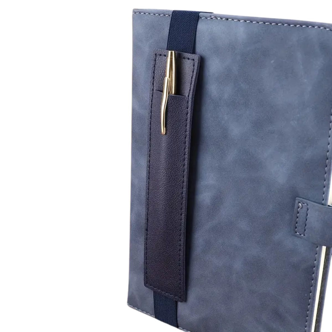 Sujeta Bolígrafos Con Elástico de Piel Sintética Azul Marino Encuadernacion Hobbees