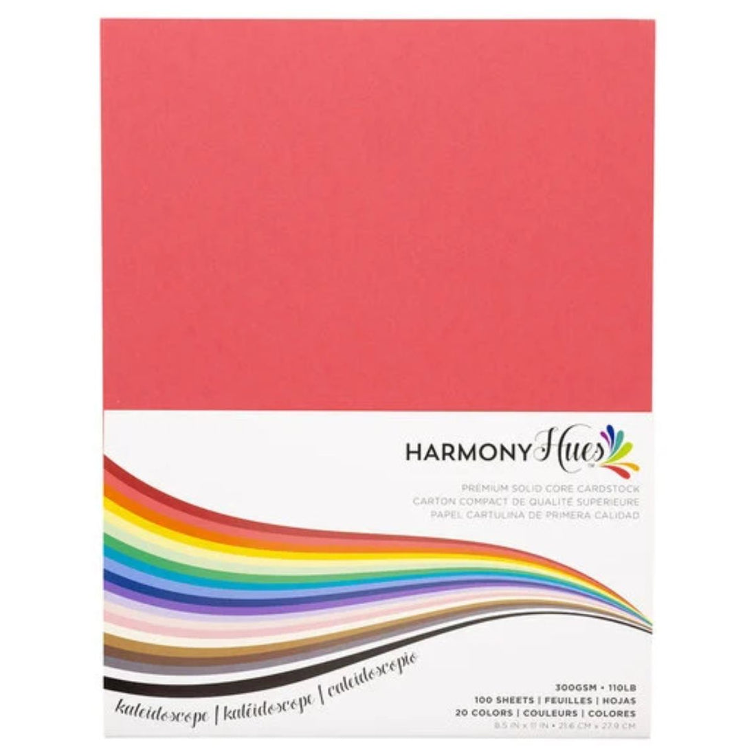 Kaleidoscope Cardstock 8.5&quot; 300gm / 100 Hojas Cartulina Premium Carta 20 Colores Papel Harmony Paper