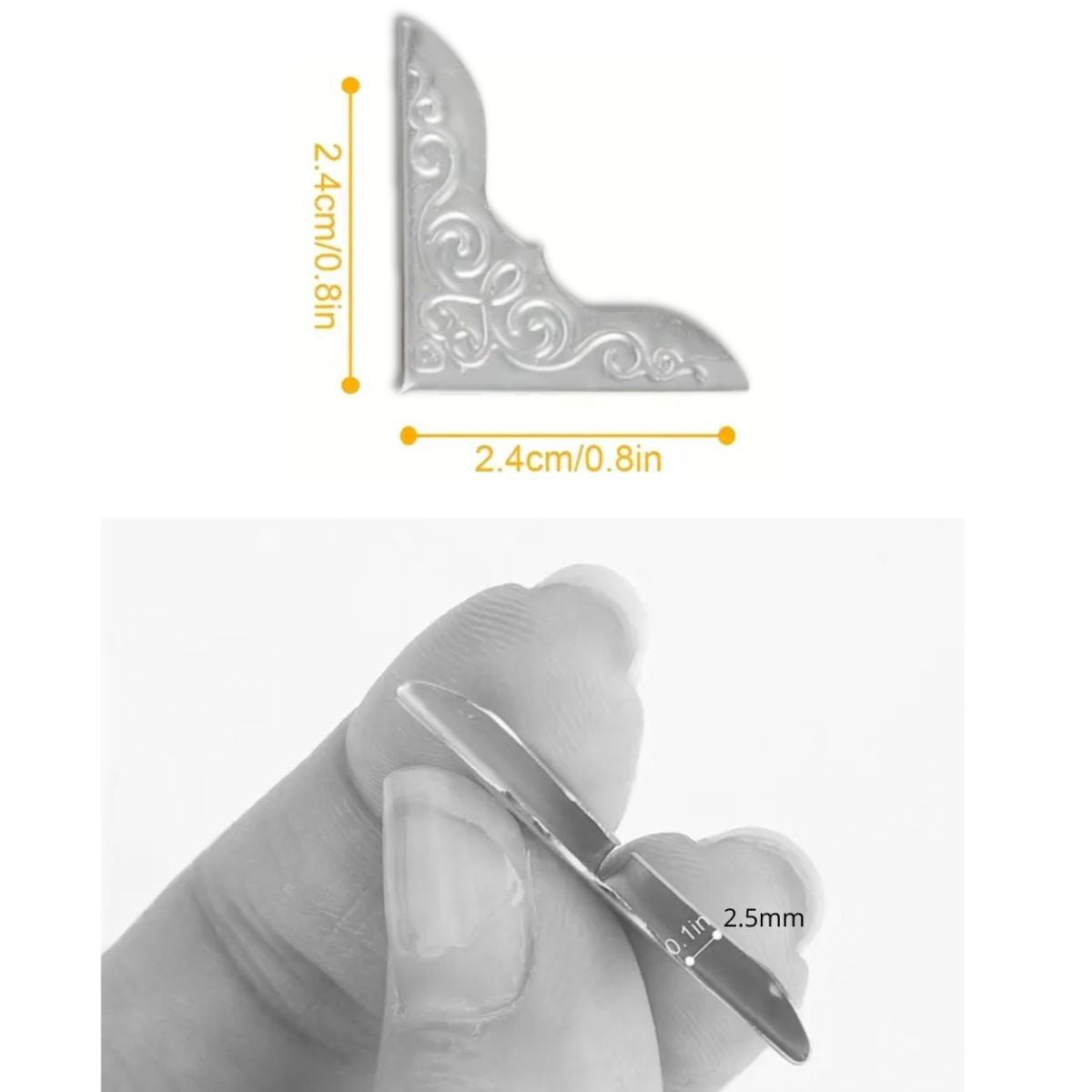 Protectores de Esquinas Plata 2.3cm Encuadernacion Hobbees