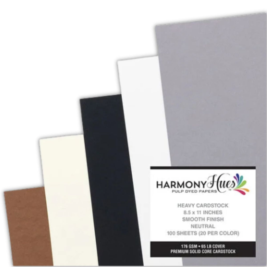 Neutral Cardstock 12&quot; / 50 Hojas Cartulina Premium Colores Neutros 30.5 cm Papel Harmony Paper