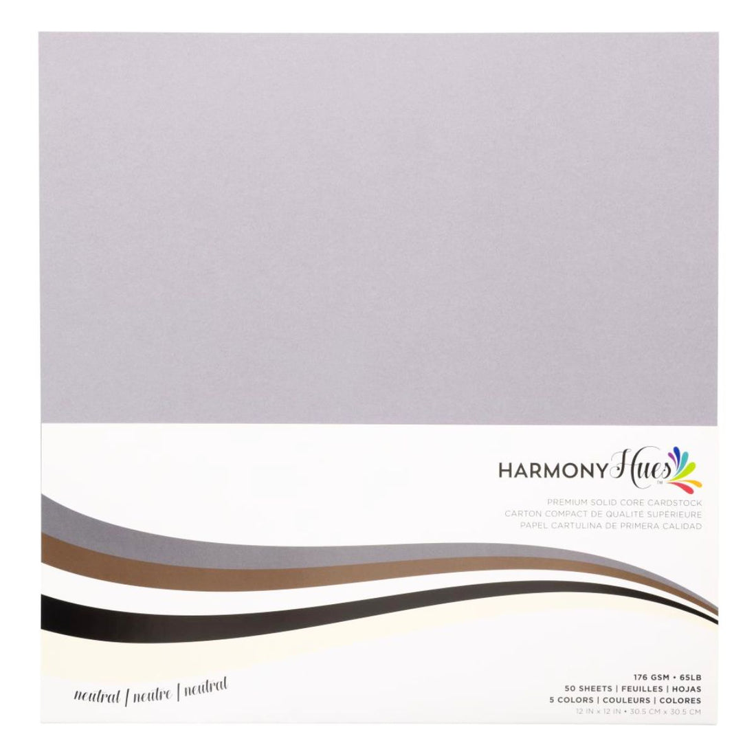 Neutral Cardstock 12&quot; / 50 Hojas Cartulina Premium Colores Neutros 30.5 cm Papel Harmony Paper