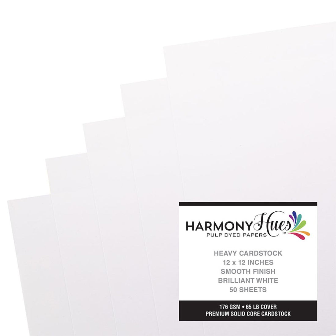 Brilliant White Cardstock 12&quot; / 50 Hojas Cartulina Blanca Premium 30.5 cm Papel Harmony Paper