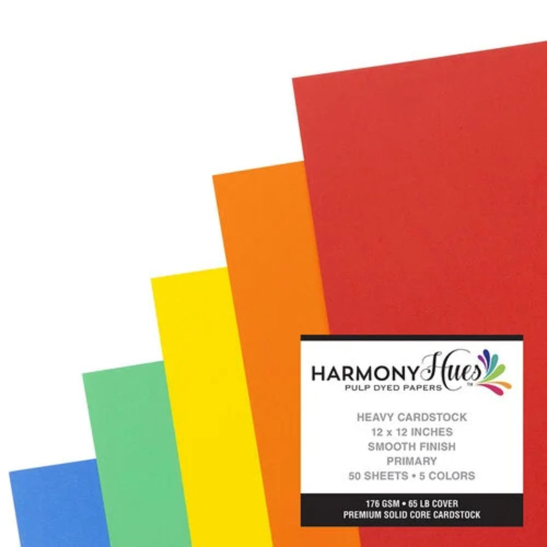 Primary Cardstock 12&quot; / 50 Hojas Cartulina Premium Colores Primarios 30.5 cm Papel Harmony Paper