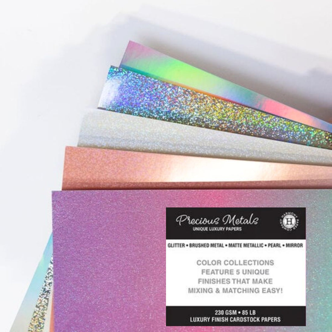 Precious Metals Enchanted Cardstock / 20 Hojas Cartulina Metales Preciosos Papel Harmony Paper