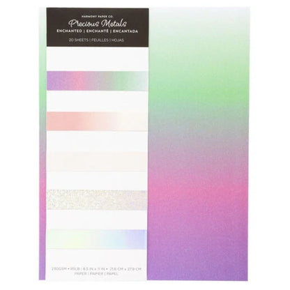 Precious Metals Enchanted Cardstock / 20 Hojas Cartulina Metales Preciosos Papel Harmony Paper