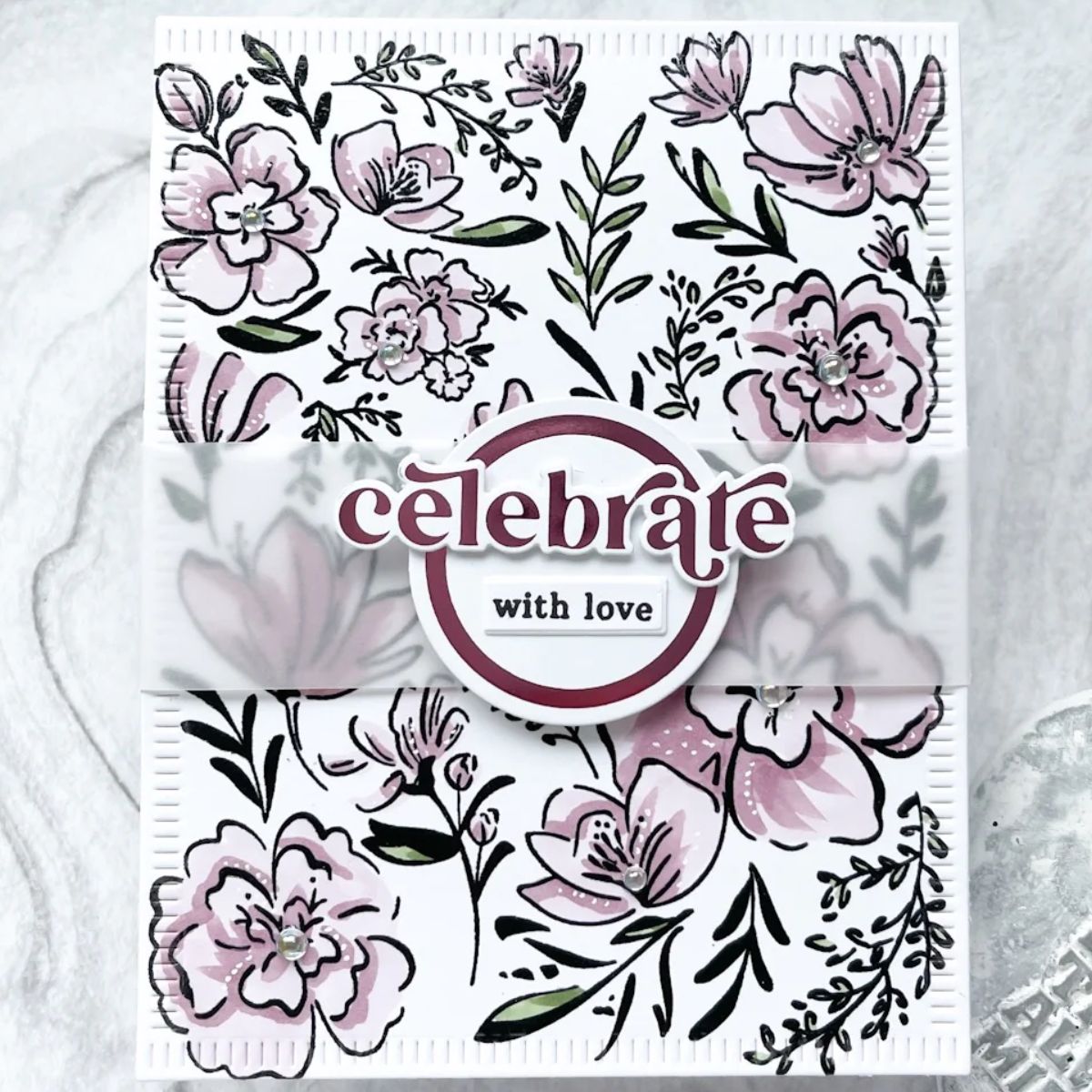 Cling Rubber Stamp A2 Inky Floral / Sello de Goma Cling Fondo Floral Sellos Pinkfresh Studio